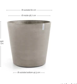 Ecopots bloempot Amsterdam Wheels taupe D 60 H 56 cm