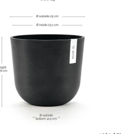 Ecopots bloempot Oslo donkergrijs D 25 H 21,8 cm