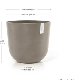 Ecopots bloempot Oslo taupe D 45 H 39,2 cm
