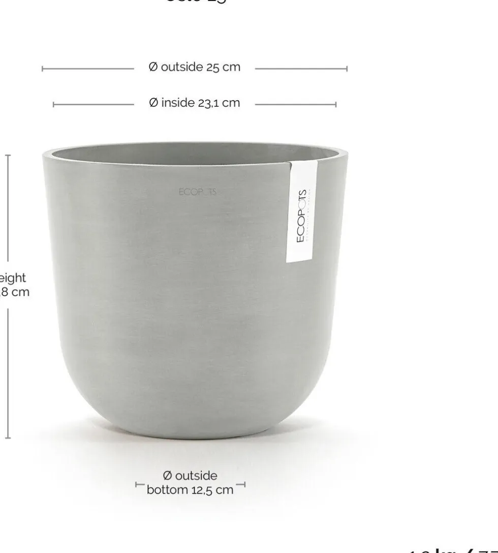 Ecopots bloempot Oslo wit grijs D 25 H 21,8 cm