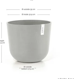 Ecopots bloempot Oslo wit grijs D 35 H 30,5 cm