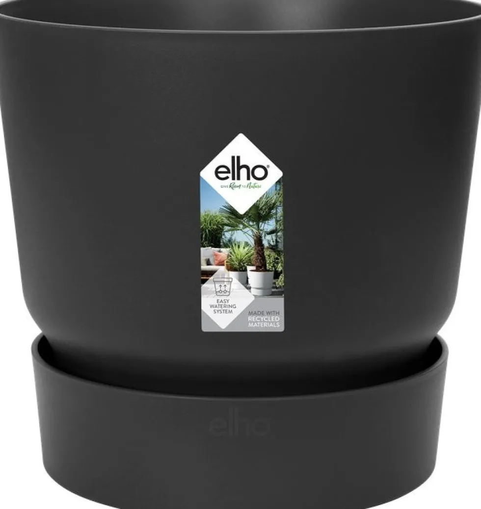 Elho bloempot met waterreservoir Greenville zwart D 16 H 15,3 cm