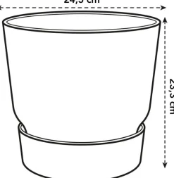 Elho bloempot met waterreservoir Greenville zwart D 24,5 H 23,3 cm