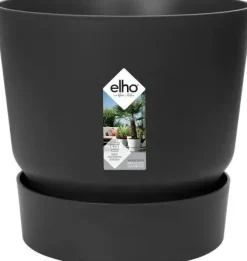 Elho bloempot met waterreservoir Greenville zwart D 50 H 55 cm