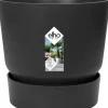 Elho bloempot met waterreservoir Greenville zwart D 19,5 H 18,4 cm