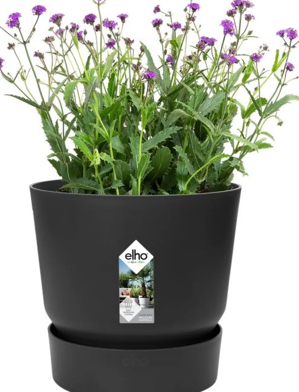 Elho bloempot met waterreservoir Greenville zwart D 19,5 H 18,4 cm