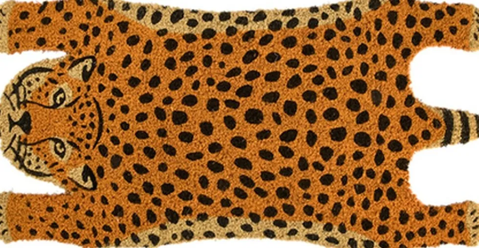 Esschert Design kokosmat jachtluipaard oranje 75 x 39 cm