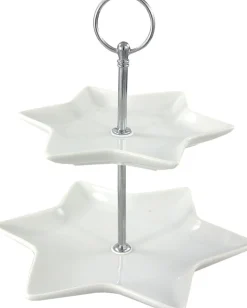 Etagère Ster 2-laags wit / zilver 21 x 19 x 25 cm