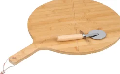 Excellent Houseware serveerplank met pizzasnijder bamboe 37,5 x 4 x 50,2 cm