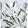 Gisela Graham waxinelichthouder Mistletoe wit / groen D 8 H 10 cm