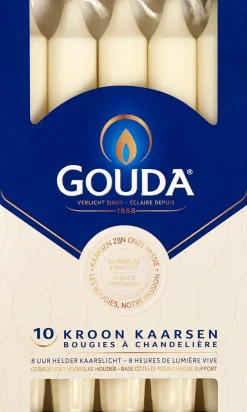 Gouda dinerkaars crème 8 uur D 2,5 H 20,6 cm 10 stuks