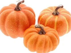 HBX beeld Harvest pompoen oranje D 8 H 8 cm 3 stuks
