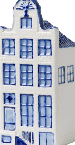 Heinen Delfts Blauw beeld Grachtenpand Nr. 4 wit / blauw 5 x 6 x 14,5 cm