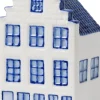 Heinen Delfts Blauw beeld Grachtenpand Nr. 1 wit / blauw 4,5 x 5,5 x 12 cm