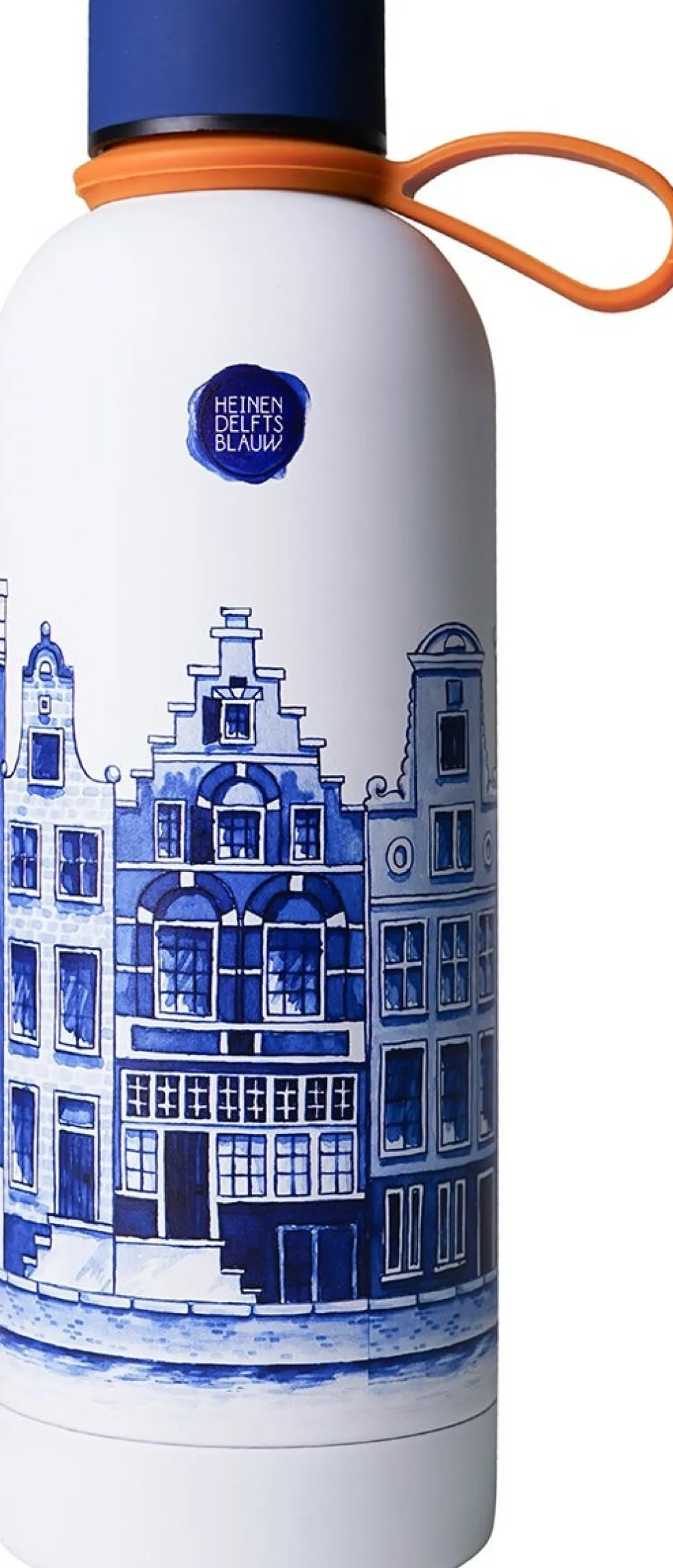 Heinen Delfts Blauw drinkfles stad blauw / wit D 7 H 22 cm
