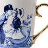 Heinen Delfts Blauw mok blauw / wit kusje D 8,5 H 9,5 cm