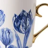 Heinen Delfts Blauw mok blauw / wit tulp D 8,5 H 9,5 cm