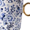 Heinen Delfts Blauw mok blauw / wit bloem D 8,5 H 9,5 cm