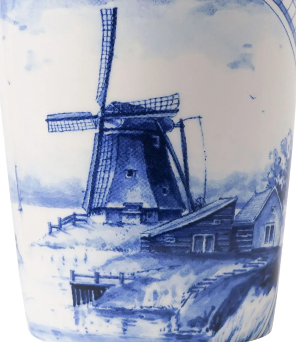 Heinen Delfts Blauw mok blauw / wit molen D 8,5 H 9,5 cm