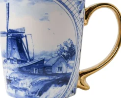 Heinen Delfts Blauw mok blauw / wit molen D 8,5 H 9,5 cm