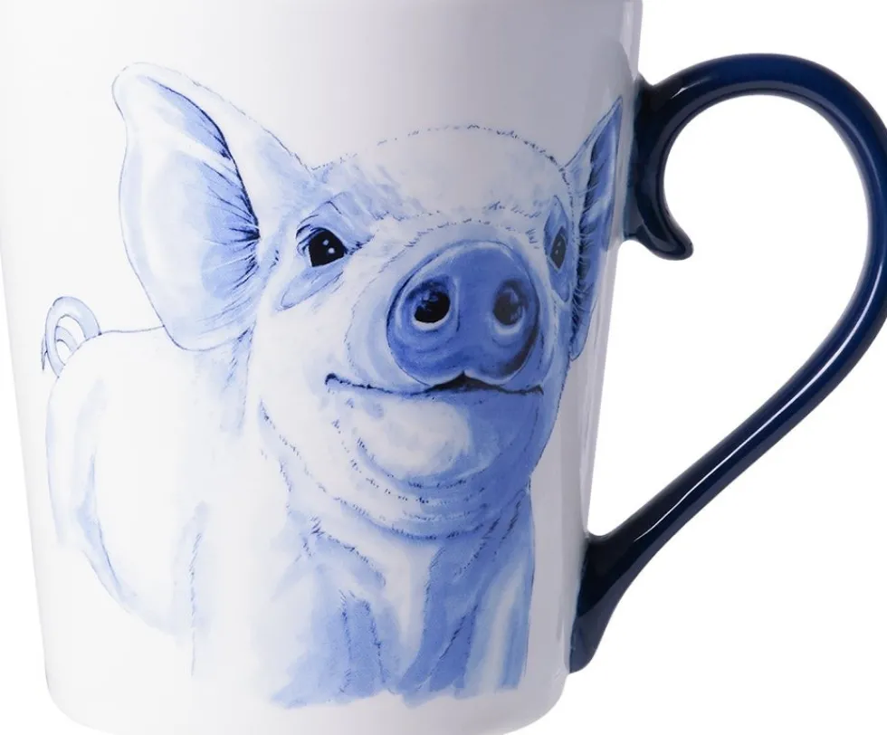Heinen Delfts Blauw mok varken blauw / wit D 8,5 H 9,5 cm