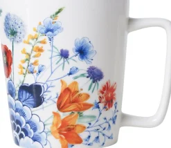Heinen Delfts Blauw mok Wildbloemen bloemenoase D 8,5 H 9,5 cm