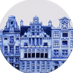 Heinen Delfts Blauw onderzetter holland blauw / wit D 10 H 0,6 cm 4 stuks