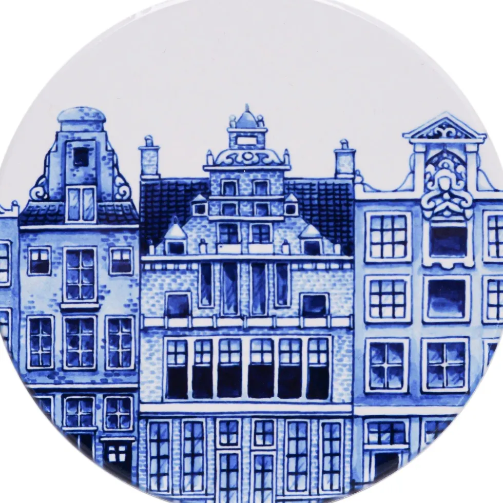 Heinen Delfts Blauw onderzetter holland blauw / wit D 10 H 0,6 cm 4 stuks