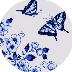 Heinen Delfts Blauw onderzetter blauw / wit D 10 H 0,6 cm 4 stuks