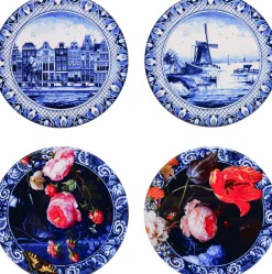 Heinen Delfts Blauw onderzetter D 10 H 0,6 cm 4 stuks