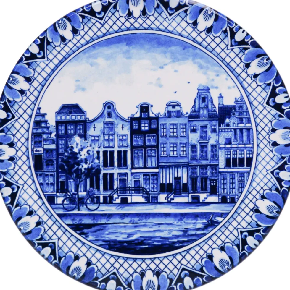 Heinen Delfts Blauw onderzetter blauw / wit D 18 H 1 cm