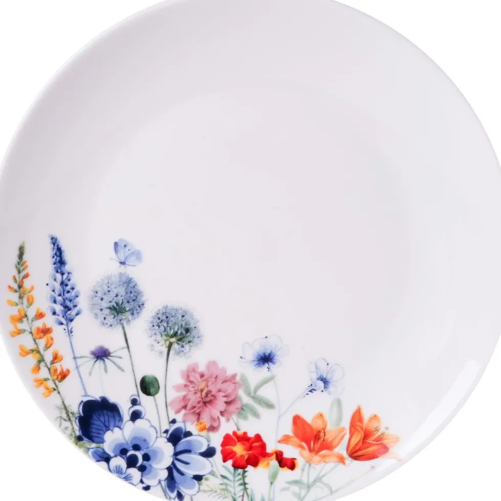 Heinen Delfts Blauw ontbijtbord Wildbloemen D 20 H 2,5 cm