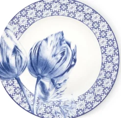 Heinen Delfts Blauw ontbijtbord Tulp blauw / wit D 21 H 1,5 cm