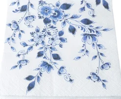 Heinen Delfts Blauw servet bloesem blauw / wit 17 x 17 cm