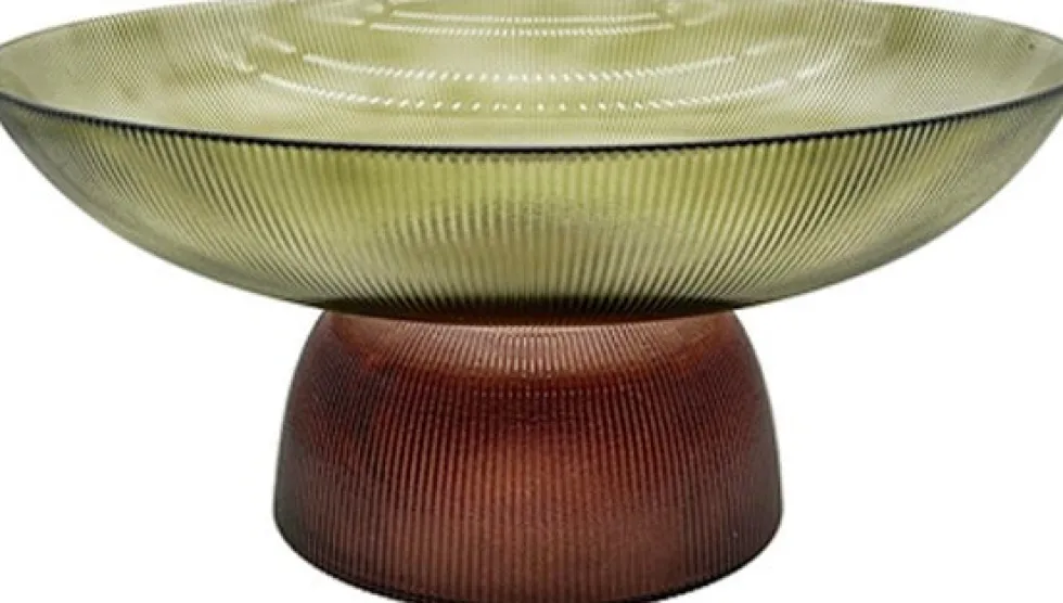 House of Nature decoratieschaal Bruno groen / bruin D 36 H 17 cm