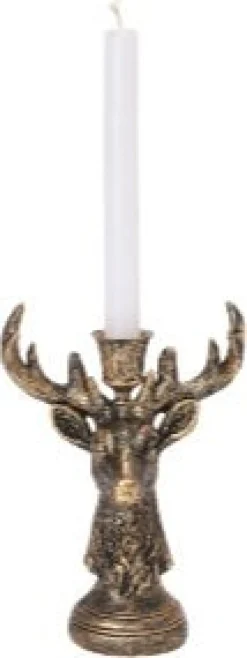 House of Nature kandelaar Alina hert goud 14 x 8 x 21 cm