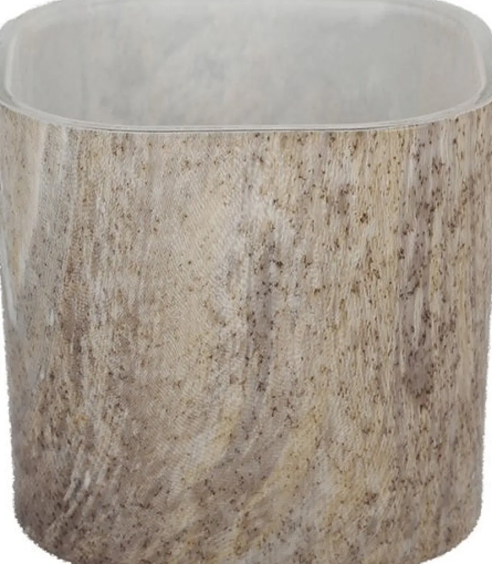 House of Nature waxinelichthouder Mar taupe 7 x 7 x 7 cm