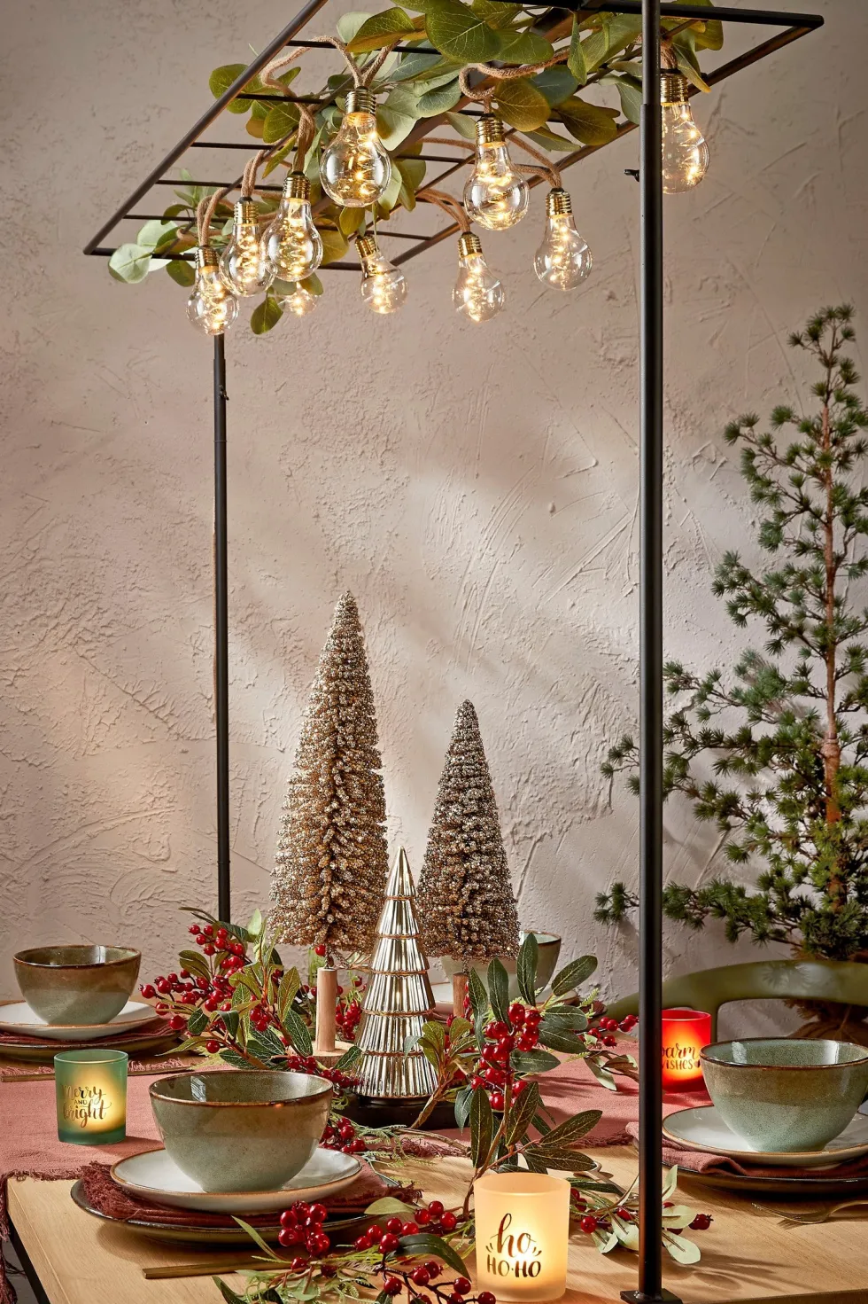 House of Seasons waxinelichthouder kerst D 7 H 8 cm 3 stuks