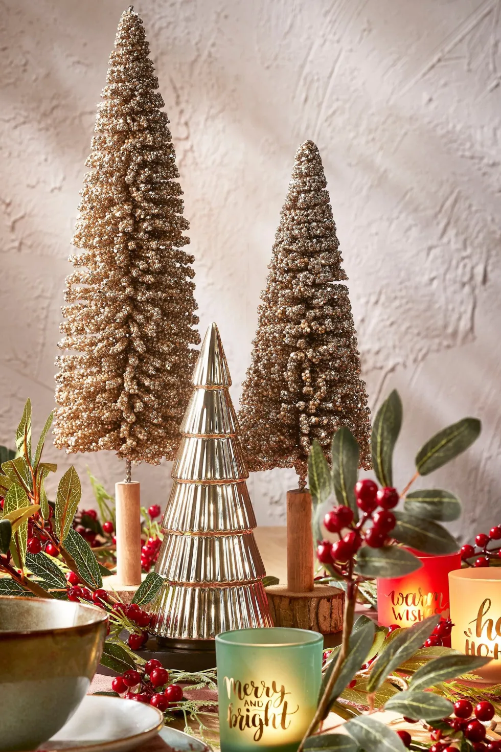 House of Seasons waxinelichthouder kerst D 7 H 8 cm 3 stuks