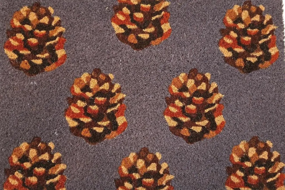 HQ Hamat kokosmat Ruco Print pinecones grijs / bruin 40 x 60 cm