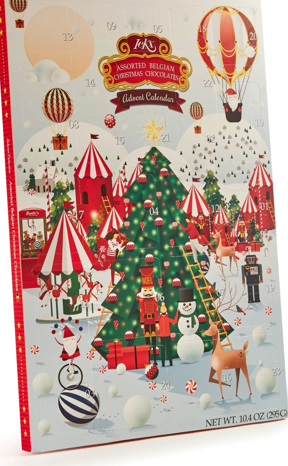 Ickx adventkalender met chocolade 295 gr 28,4 x 2 x 42,5 cm