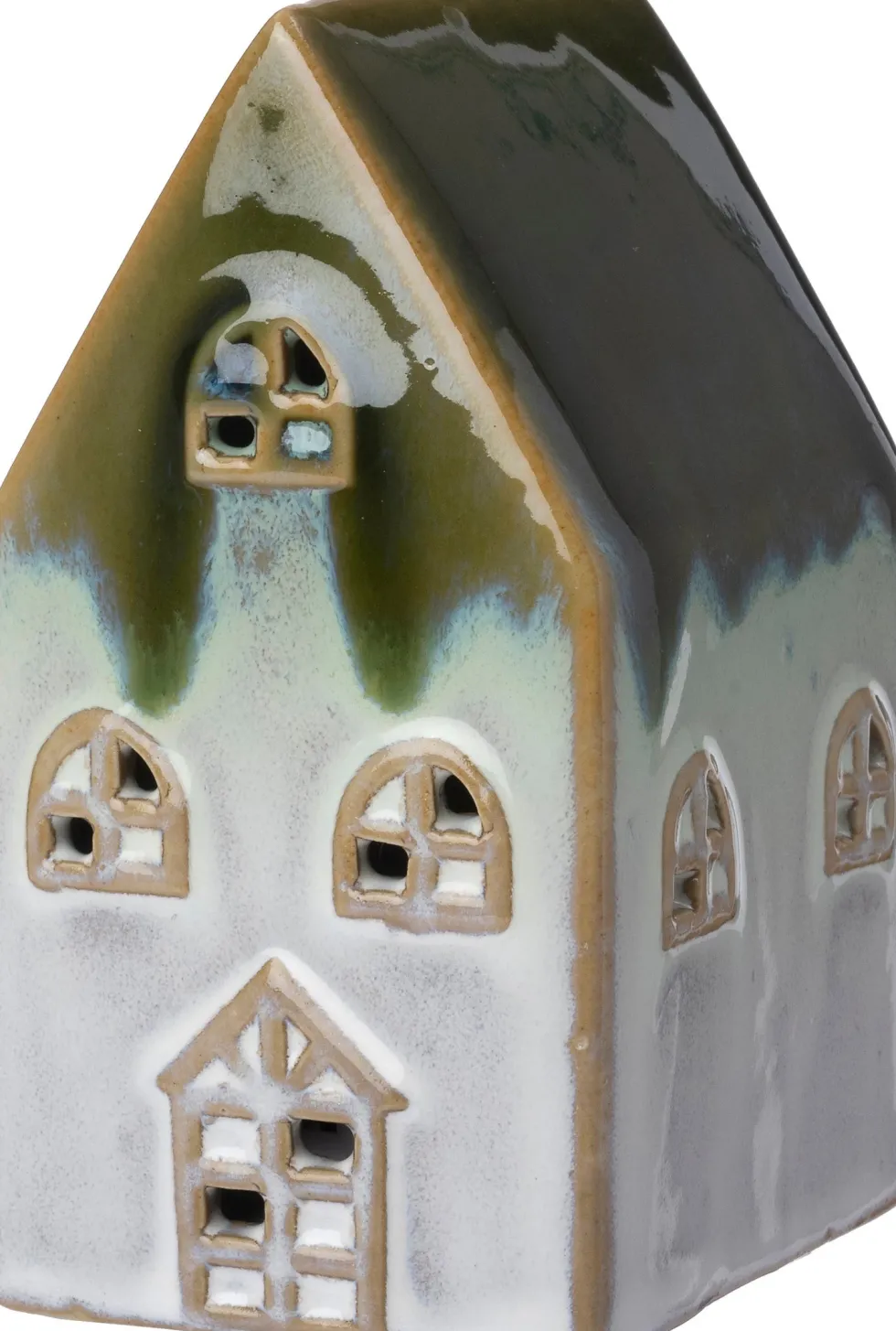 Intratuin beeld Albin huisje met LED wit / groen 7,5 x 6,5 x 11 cm