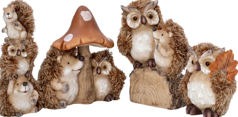 Intratuin beeld Bosvriendjes egel met uil 17 x 10 x 21 cm
