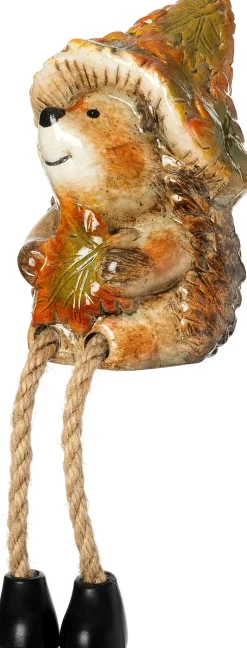 Intratuin beeld Paddenstoelhoed egel met blad 7,1 x 6,8 x 10,4 cm