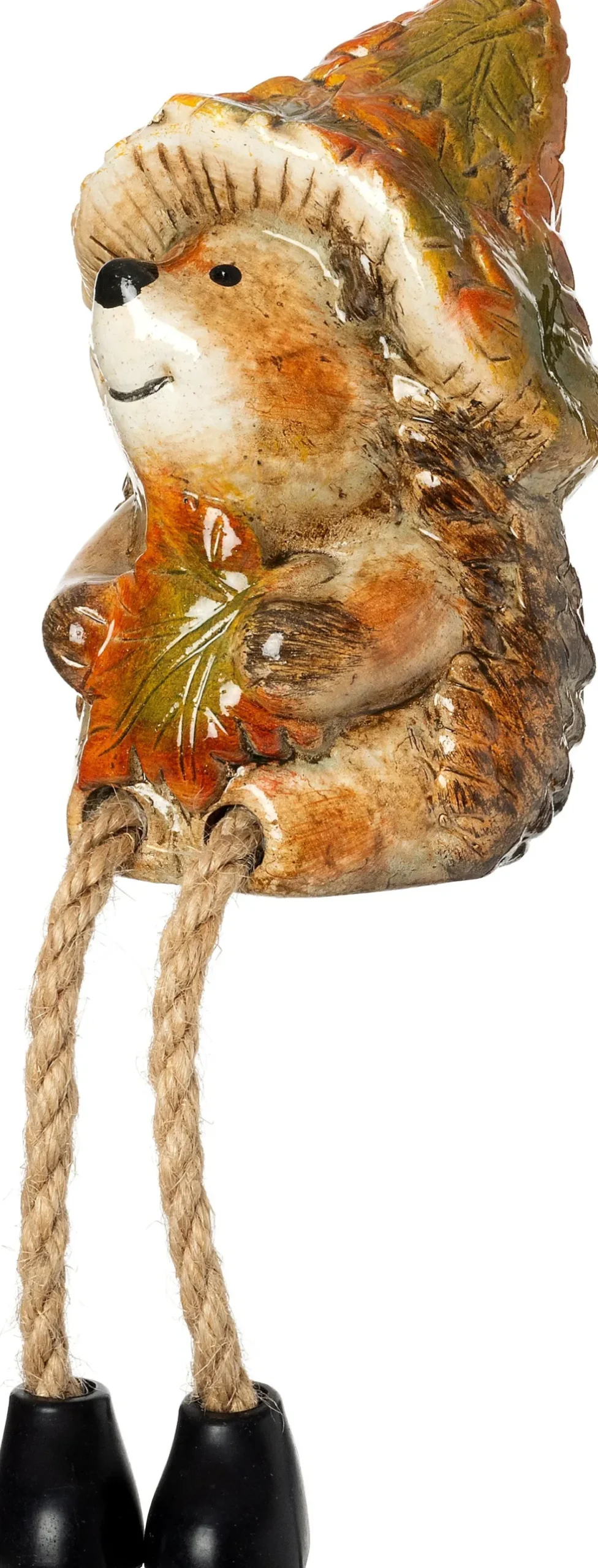 Intratuin beeld Paddenstoelhoed egel met blad 7,1 x 6,8 x 10,4 cm
