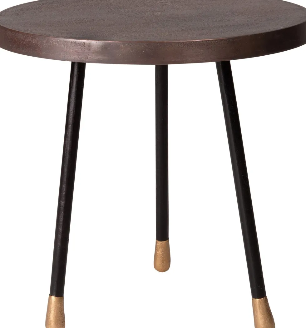 Intratuin bijzettafel Kaite koper / zwart D 40 H 40 cm