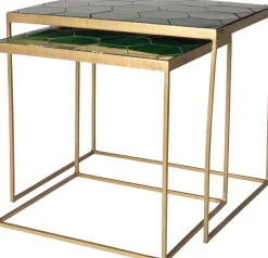 Intratuin bijzettafel Silka groen / goud 56 x 46 x 50 cm