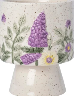 Intratuin bloempot Agra crème / paars / wit D 12 H 15 cm