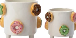 Intratuin bloempot Donut wit / bruin D 18 H 15 cm
