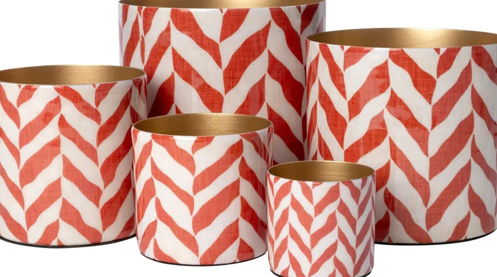 Intratuin bloempot Horta crème / rood D 15 H 15 cm